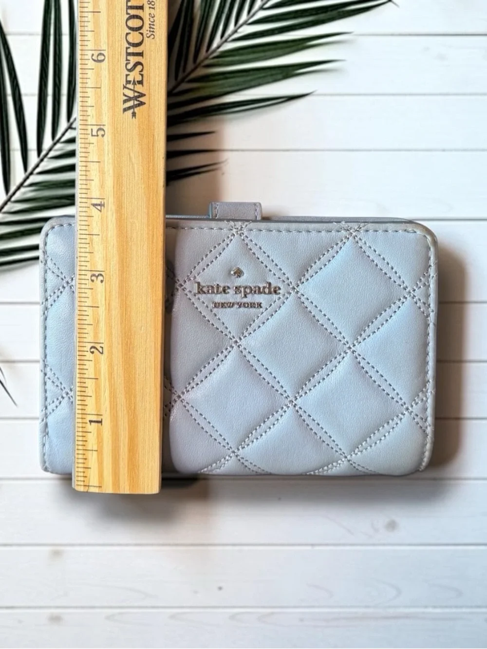 Kate Spade New York Gray Quilted Zip Around Wallet Bifold Organizer
